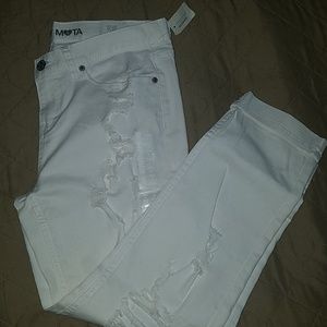 White ripped jeans